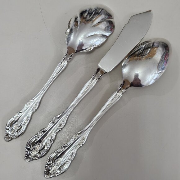 3pc Oneida SILVER ARTISTRY Serving Set teaspoon & sugar spoon butter knife 1965 - Picture 10 of 14